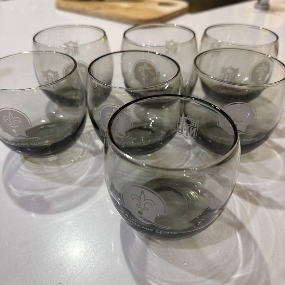 Vintage New Orleans Saints Roly Poly Glasses 7 glasses - Picture 4 of 6